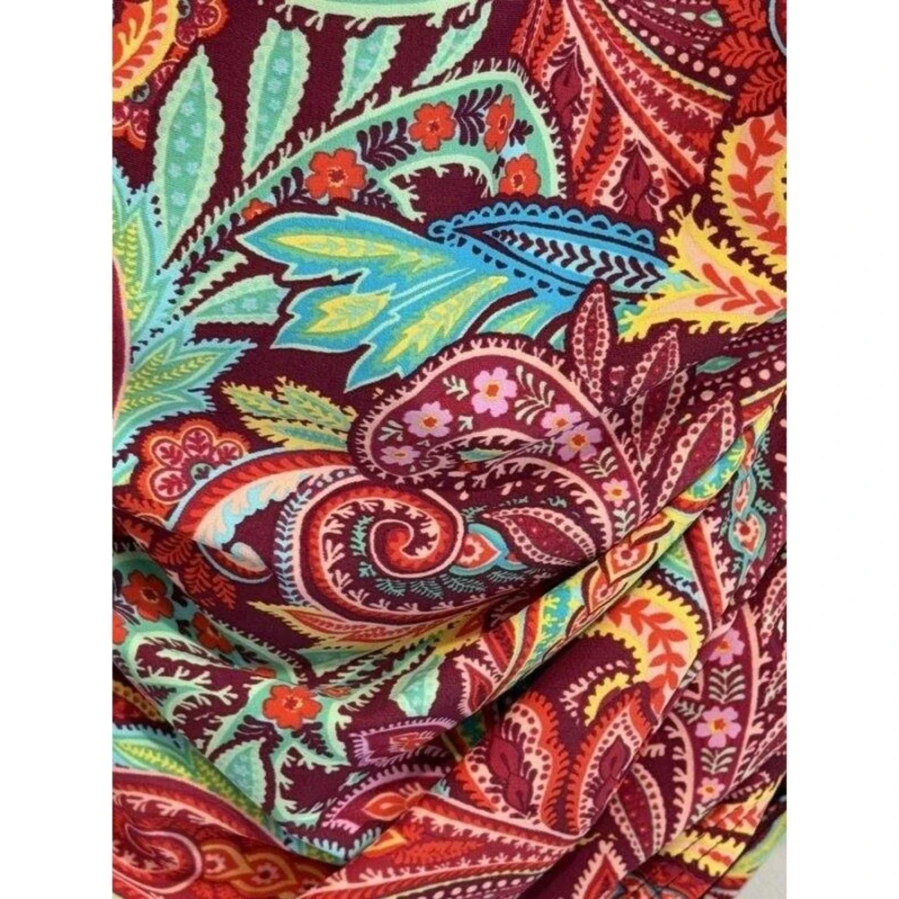 Ellen Tracy Womens Swimsuit High Neck Keyhole Paisley Leaf Print One Piece 8